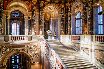 Image showing VIENNA, AUSTRIA - November 11, 2015: Beautiful decoration of interior palace Schloss Belvedere.