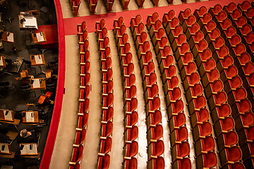 Image showing The parterre in the theatre hall of Vienna State Opera auditorium without people.