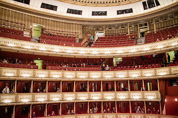 Image showing Interior of the Vienna State Opera auditorium with the audience.