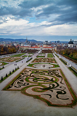 Image showing Palace complex Schloss Belvedere with parterre garden in Vienna.