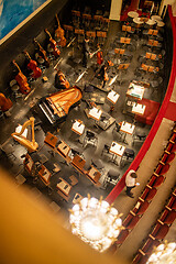 Image showing Orchestra pit without artists in the interior of the Vienna State Opera auditorium.