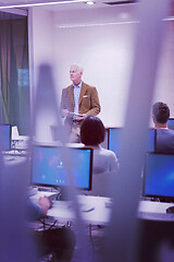 Image showing teacher and students in computer lab classroom