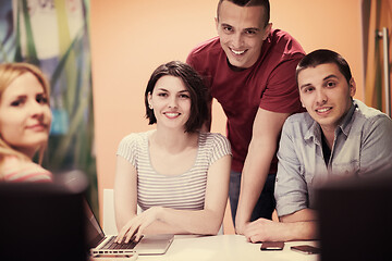 Image showing technology students group in computer lab school  classroom