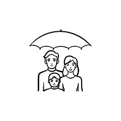 Image showing Insurance of family hand drawn sketch icon.