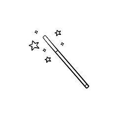 Image showing Magic wand hand drawn sketch icon.