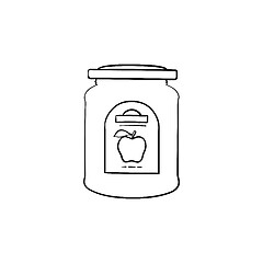 Image showing Apple jam in a glass jar hand drawn sketch icon.