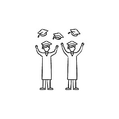 Image showing University graduates hand drawn sketch icon.