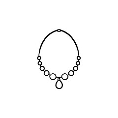 Image showing Necklace with gem hand drawn sketch icon.