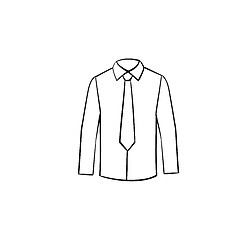 Image showing Shirt with necktie hand drawn sketch icon.