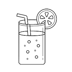 Image showing Orange juice with straw vector line icon.