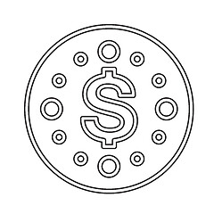 Image showing Round dollar coin vector line icon.