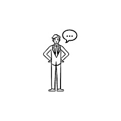 Image showing Talking person hand drawn sketch icon.