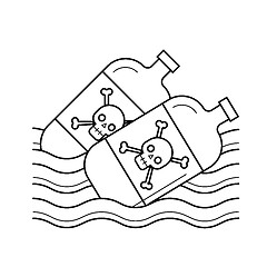 Image showing Sea pollution vector line icon.