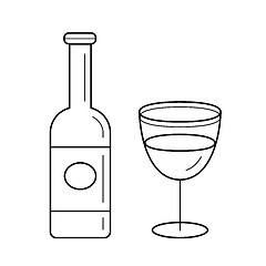 Image showing Wine bottle vector line icon.