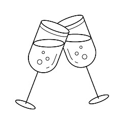 Image showing Champagne glasses vector line icon.