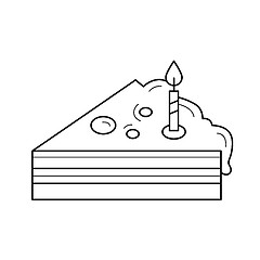 Image showing Piece of birthday cake vector line icon.