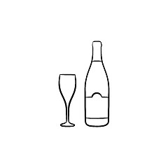 Image showing Wine bottle hand drawn sketch icon.