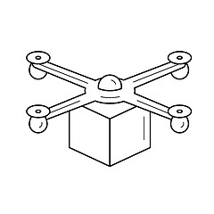 Image showing Drone delivery vector line icon.