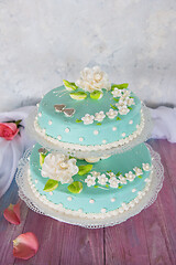 Image showing wedding cake with flowers