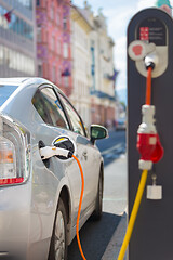 Image showing Electric Car in Charging Station.