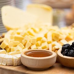 Image showing Cheese Plate with Dried Fruit and Honey