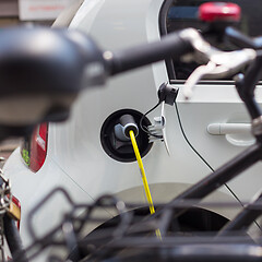 Image showing Electric Car in Charging Station.