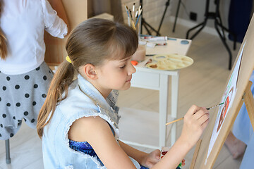 Image showing taking children to the studio behind easels