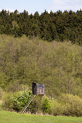 Image showing Wooden Hunters High Seat, hunting tower