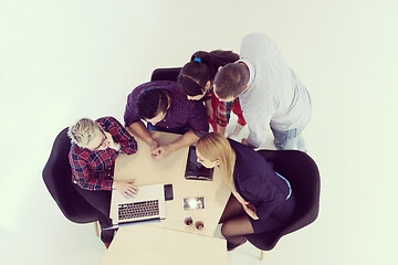 Image showing aerial view of business people group on meeting