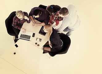 Image showing aerial view of business people group on meeting