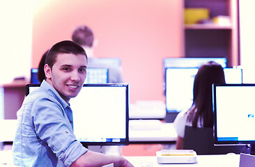 Image showing technology students group in computer lab school  classroom