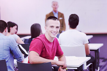 Image showing technology students group in computer lab school  classroom