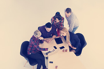 Image showing aerial view of business people group on meeting