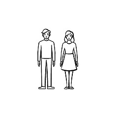 Image showing Couple in love hand drawn sketch icon.