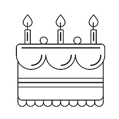 Image showing Birthday cake vector line icon.