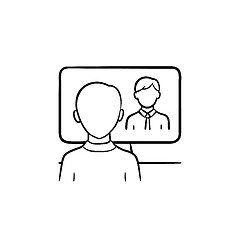 Image showing Man in the office hand drawn sketch icon.