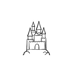 Image showing Fairytale castle hand drawn sketch icon.