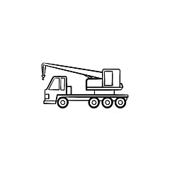 Image showing Mobile crane hand drawn sketch icon.