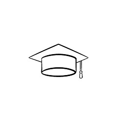 Image showing Graduation cap hand drawn sketch icon.