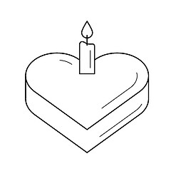 Image showing Sweet heart cake vector line icon.