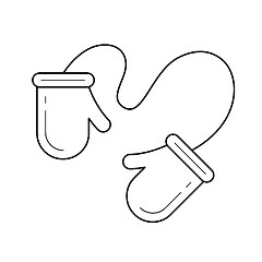 Image showing Baby mittens vector line icon.