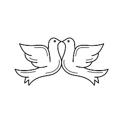 Image showing Wedding doves vector line icon.