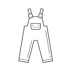 Image showing Denim overall vector line icon.