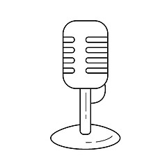 Image showing Vintage microphone line icon.