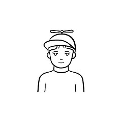 Image showing Boy in baseball cap hand drawn sketch icon.