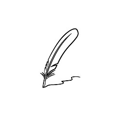 Image showing Writing feather hand drawn sketch icon.