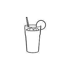 Image showing Orange juice with straw hand drawn sketch icon.