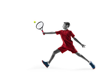 Image showing Young tennis player isolated on white