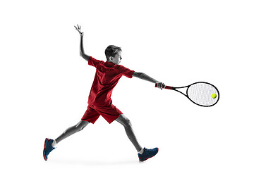 Image showing Young tennis player isolated on white