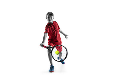 Image showing Young tennis player isolated on white